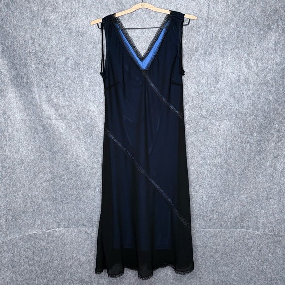 zinc Dresses & Skirts - Zinc 90s Elegant Black Sleeveless Dress w/‎ Blue Lining- Sz L